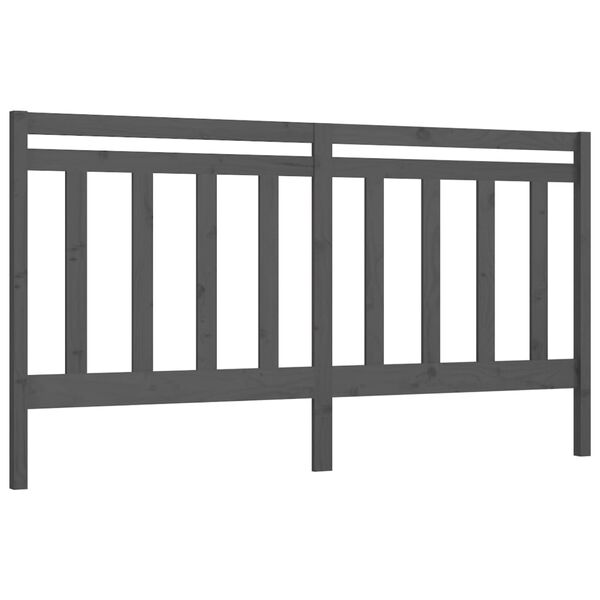 vidaXL Bed Headboard Grey 186x4x100 cm Solid Wood Pine