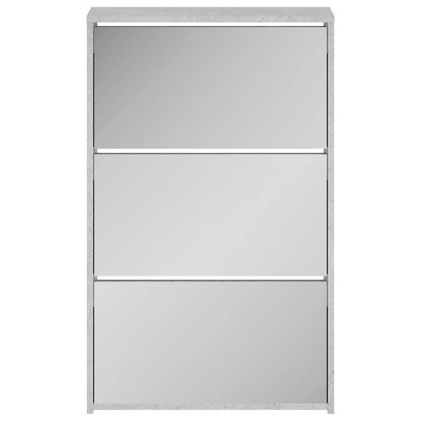 vidaXL Shoe Cabinet with Mirror 3-Layer Concrete Grey 63x17x102.5 cm