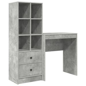 vidaXL Desk with Drawer with Shelf with Storage 2 pcs Concrete Grey
