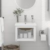 vidaXL Bathroom Washbasin Frame with Built-in Basin White Iron
