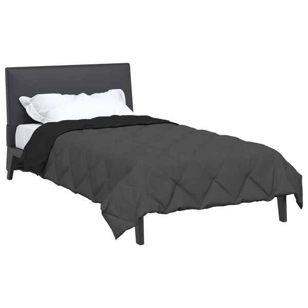 vidaXL Full Year Duvet Black and Anthracite 220 x 135 cm Microfiber