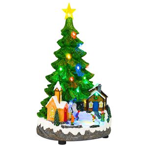 vidaXL Musical Christmas Tree SALO 16 x 15 x 27.5 cm Resin Green