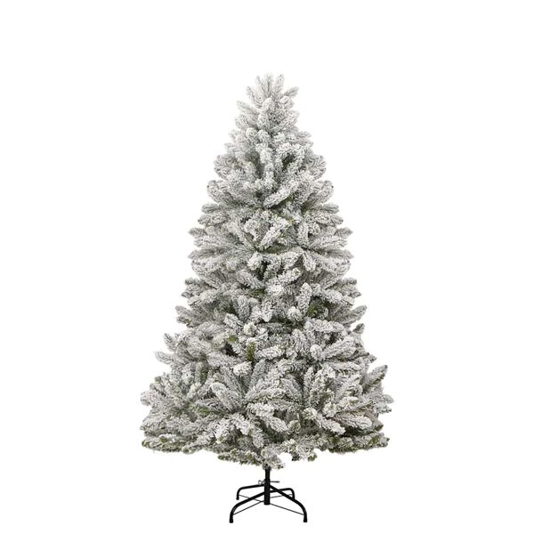 vidaXL Artificial Christmas Tree Green and White 210 cm PVC and Metal