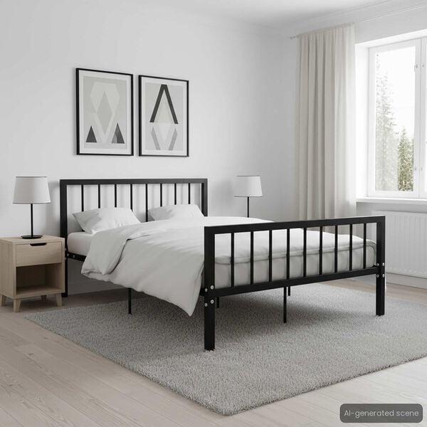 vidaXL Bed Frame without Mattress Black Metal 120x200 cm