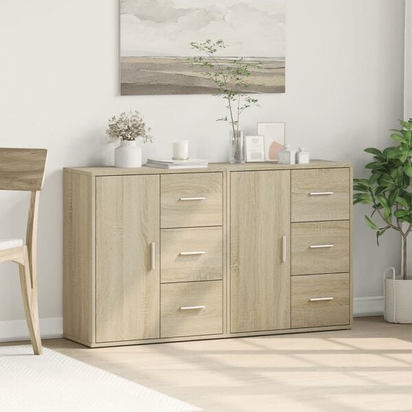 vidaXL Sideboards 2 pcs Sonoma Oak 60x31x70 cm Engineered Wood