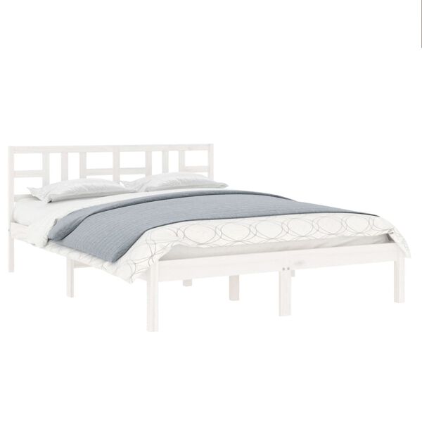 vidaXL Bed Frame without Mattress White 120x190 cm Small Double Solid Wood