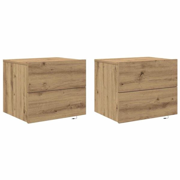 vidaXL Bedside Cabinet with Drawer 2 pcs Artisan Oak 50 x 39 x 41 cm