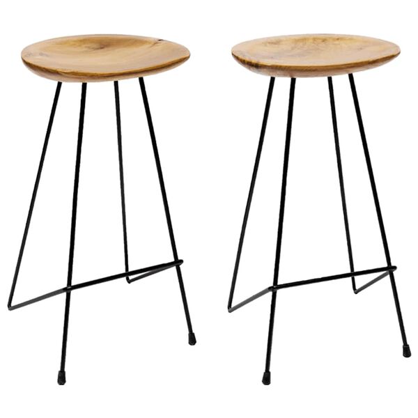 vidaXL Bar Stools 2 pcs Solid Teak Wood