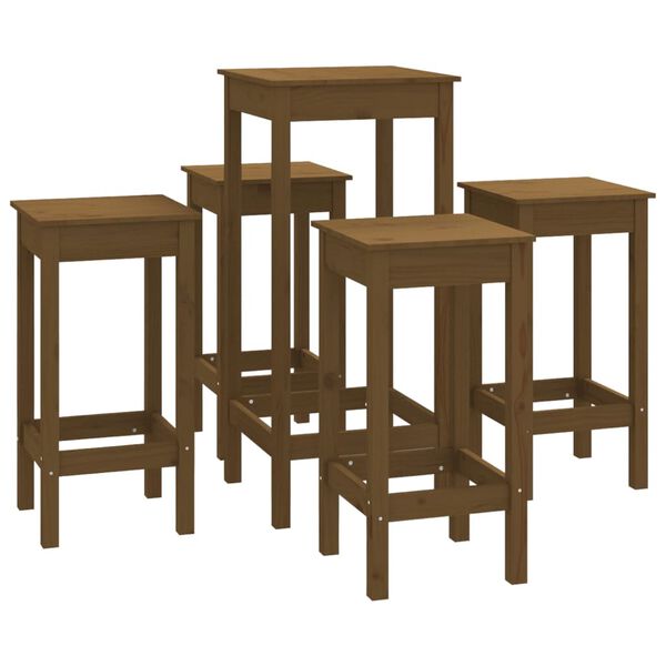 vidaXL 5 Piece Bar Set Honey Brown Solid Wood Pine