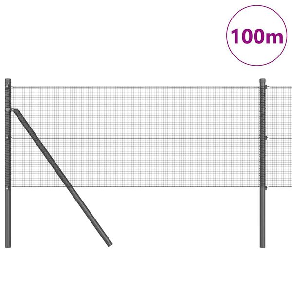 vidaXL Fence Post Grey 100 x 0.8 m (12 x 12 mm mesh) Steel and PVC