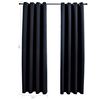 vidaXL Blackout Curtains with Rings 2 pcs Black 137x213 cm Fabric