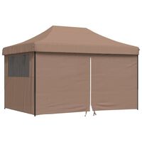 vidaXL Foldable Party Tent Pop-Up with 4 Sidewalls Brown