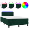 vidaXL Box Spring Bed with Mattress&LED Dark Green 120x200cm Velvet