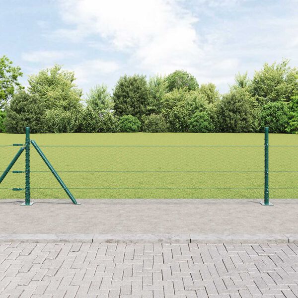 vidaXL Fence Post Green 25 x 0.4 m (25 mm mesh) Steel and PVC