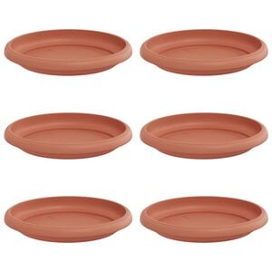 vidaXL Round Flower Tray 6 pcs Brick Red &Oslash; 14 x 2 cm Plastic