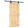 vidaXL Sliding Door Natural and Black 95 x 210 cm Solid Pine Wood