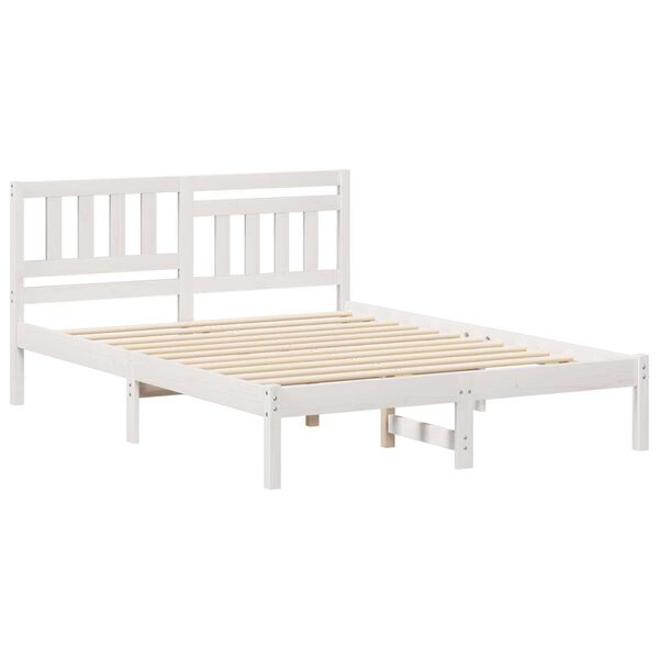 vidaXL with Headboard White 140 x 190 cm Solid pine wood