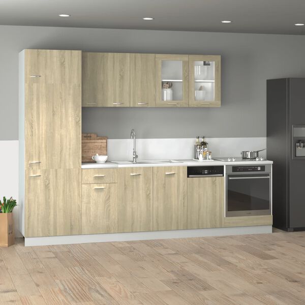 vidaXL 8 Piece Kitchen Cabinet Set Lyon Sonoma Oak Engineered Wood