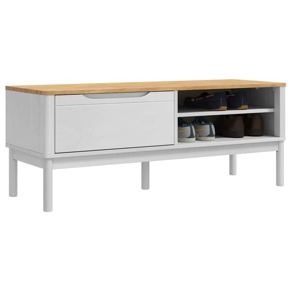 vidaXL Hallway Bench with Shelf White 115 x 40 x 45 cm Solid Pine Wood