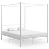 vidaXL Bed Frame with Canopy without Mattress White 160x200 cm Metal