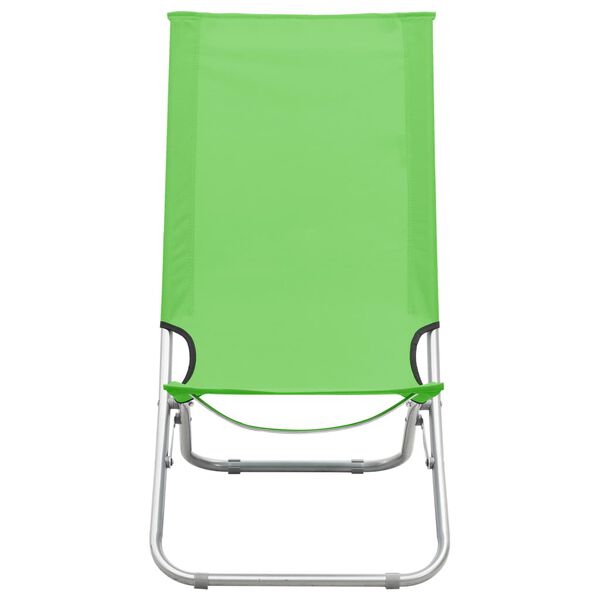 vidaXL Folding Beach Chairs 2 pcs Green Fabric
