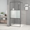 vidaXL Walk-in Shower Wall Black 90x195 cm Half Frosted ESG Glass