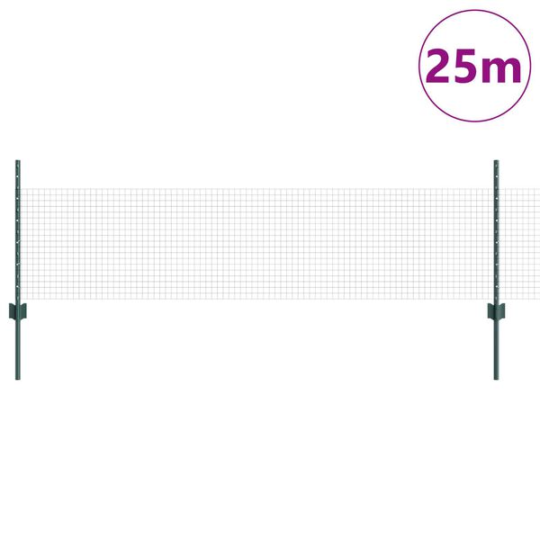 vidaXL Fence with Posts Green 0.5 x 25 m Steel