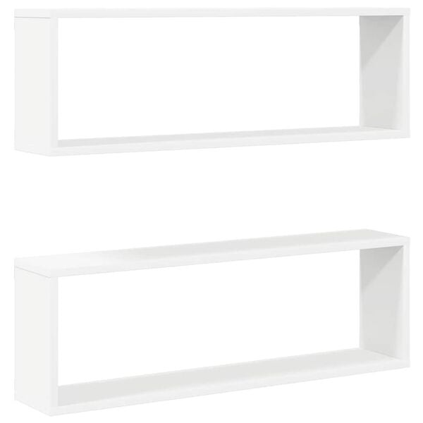 vidaXL Wall Cube Shelf 2 pcs White 80x15x26.5 cm Engineered Wood
