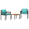 vidaXL Outdoor Furniture Set 3 pcs Black and Turquoise Poly Rattan