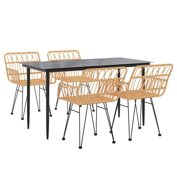 vidaXL 5 Piece Garden Dining Set Poly Rattan