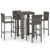 vidaXL Garden Bar Set | Grey | PE rattan | Standard | Durable | Outdoor Bar Set