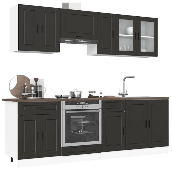 vidaXL 8 Piece Kitchen Cabinet Set Porto Black Engineered Wood