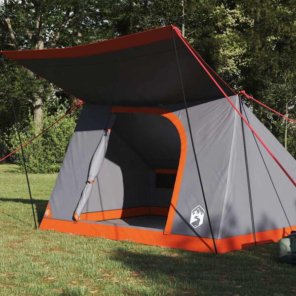 vidaXL Camping Tent Grey and Orange 282 x 225 x 154 cm Taffeta