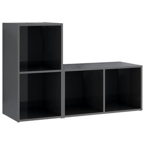 vidaXL TV Cabinets 2 pcs High Gloss Grey 72x35x36.5 cm Engineered Wood