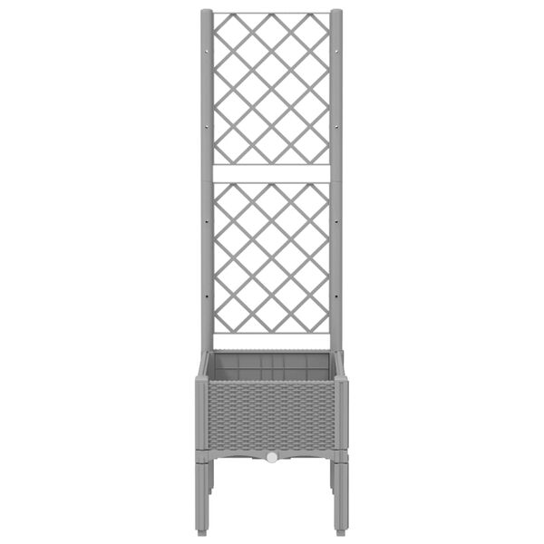 vidaXL Garden Planter with Trellis Light Grey 40x40x142 cm PP