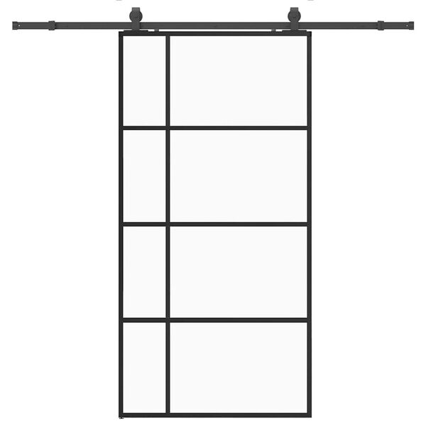 vidaXL Sliding Door with Hardware Set Black 102.5x205 cm ESG Glass