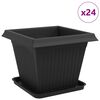 vidaXL Plant Pots 24 pcs Black 38 x 38 x 30 cm Plastic