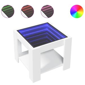 vidaXL Coffee Table with LED White 53x53x45 cm Engineered Wood