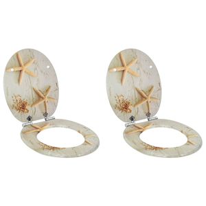 vidaXL Toilet Seat 2 pcs Yellow and White 44 x 38 cm MDF board