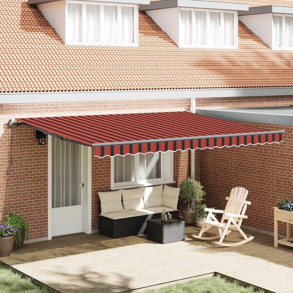 vidaXL Manual Retractable Awning 450x350 cm Orange and Brown