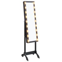 vidaXL Free-Standing Mirror with LED Black 34x37x146 cm