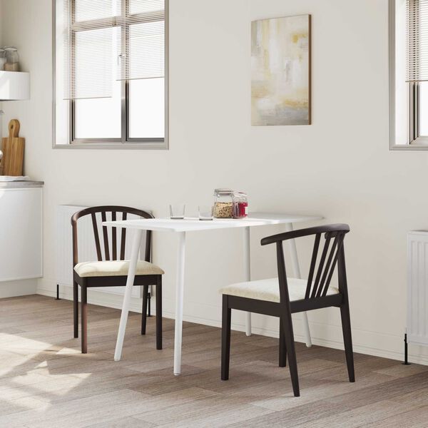 vidaXL Dining Chair 2 pcs Light Brown and Light Solid Rubberwood