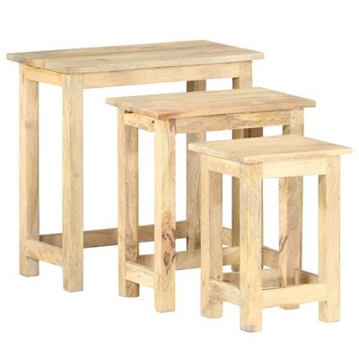 vidaXL Nesting Tables 3 pcs Solid Mango Wood