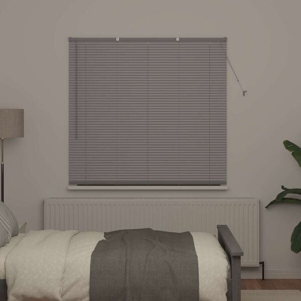 vidaXL Window Blind with Curtains Manual Silver Aluminium
