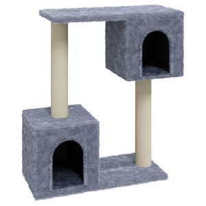 vidaXL Scratching Post | Light grey | Engineered wood, plush, sisal | 60 cm