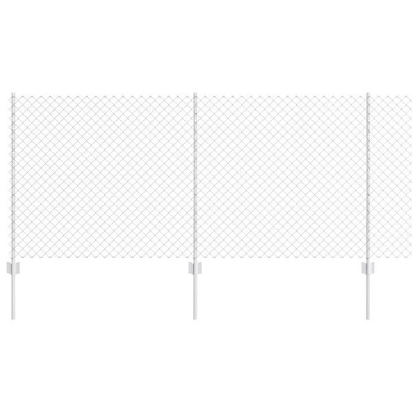 vidaXL Fence with Post Silver 1 x 10 m Steel