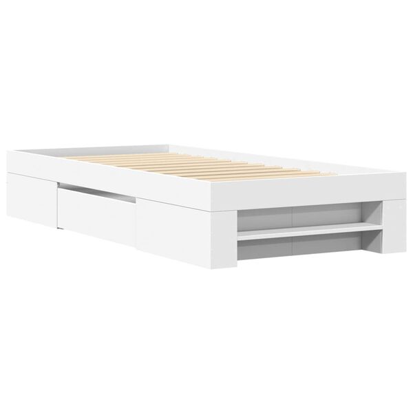 vidaXL Bed Frame without Mattress White 75x190 cm Small Single Engineered Wood
