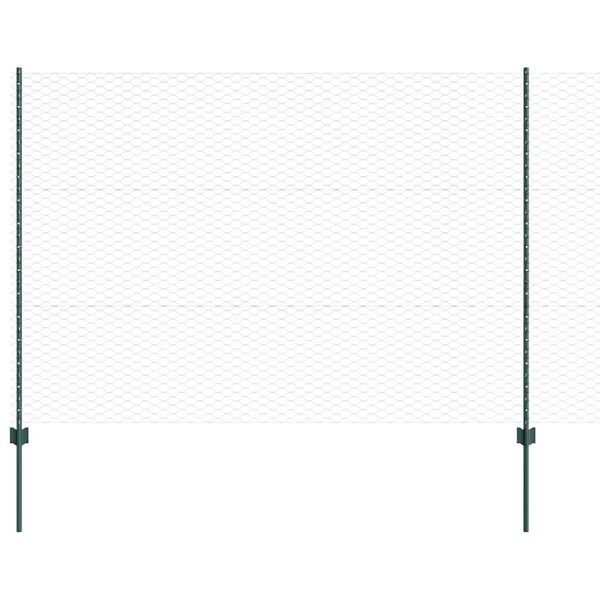 vidaXL Fence with Post Green 1.5 x 10 m Steel and PVC