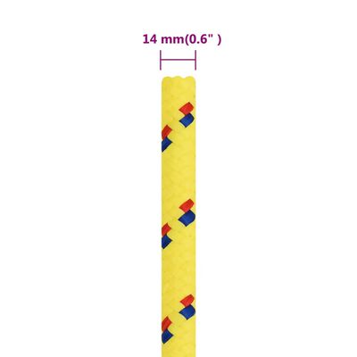 vidaXL Boat Rope Yellow 14 mm 100 m Polypropylene