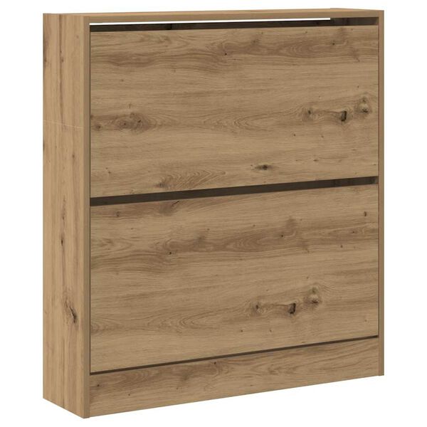 vidaXL Shoe Cabinet Smoked Oak 80x21x87.5 cm Engineered Wood